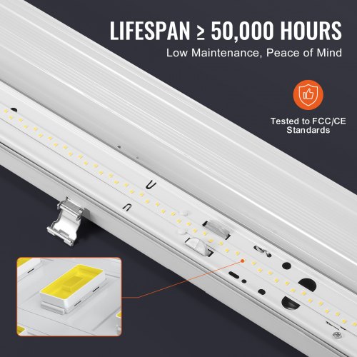 LED damptæt lampe, 127x7.4x8.3 cm, 5000K, vandtæt, belysningsarmatur