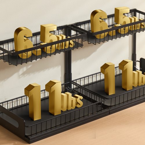 Skabsorganisator, 2 niveauer udtræk, 25,5x15,5x13 cm, Opbevaring, Metal