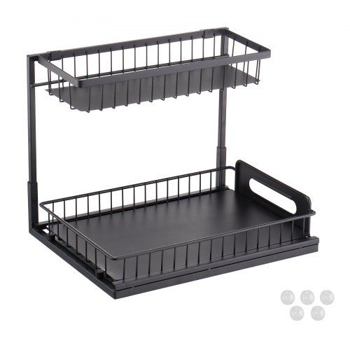 Skabsorganisator, 2-lags udtrækkelig under vask-organisator, 27x36x28 cm, Opbevaring