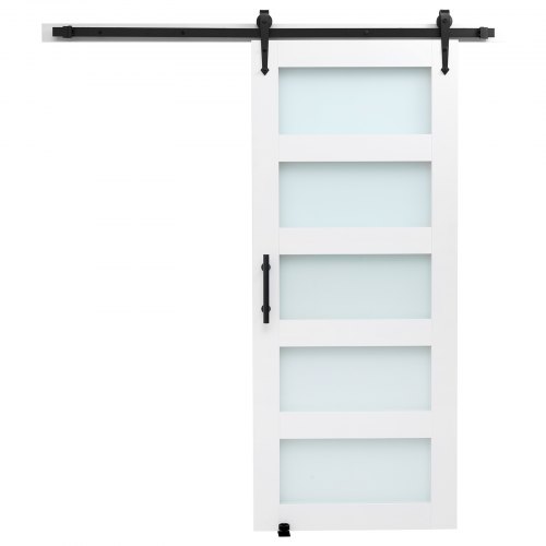 Skydedør i lade-stil, 91,4x213,4 cm, Hvid, MDF og glas