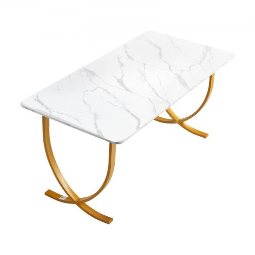 Direktionsskrivebord, 160x80x75 cm, Hvid og Guld, Kontormøbler