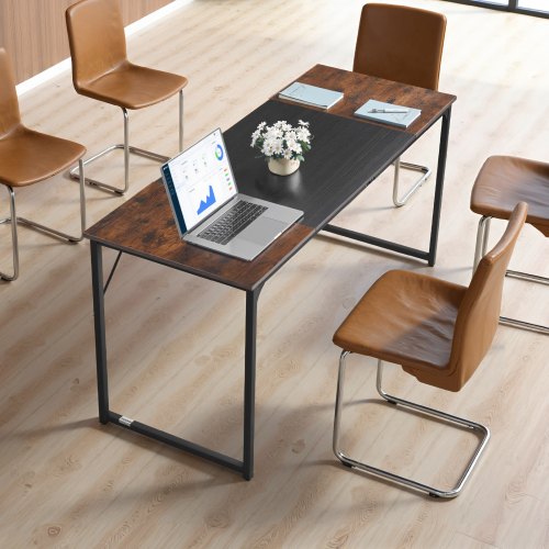 Skrivebord, 160x60x75 cm, Brun og Sort, Metalstel