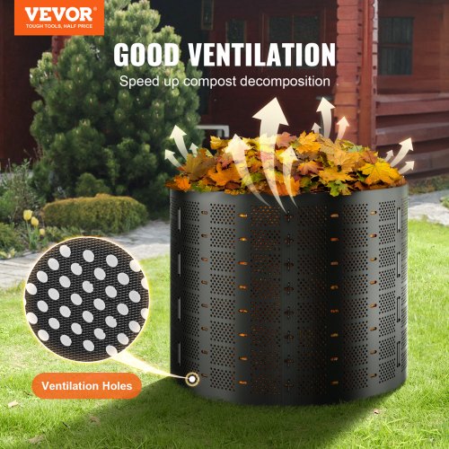Kompostbeholder, 832,8 L, 335x90 cm, Sort, HDPE