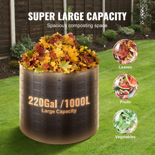Kompostbeholder, 832,8 L, 335x90 cm, Sort, HDPE