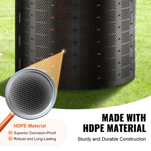Kompostbeholder, 832,8 L, 335x90 cm, Sort, HDPE