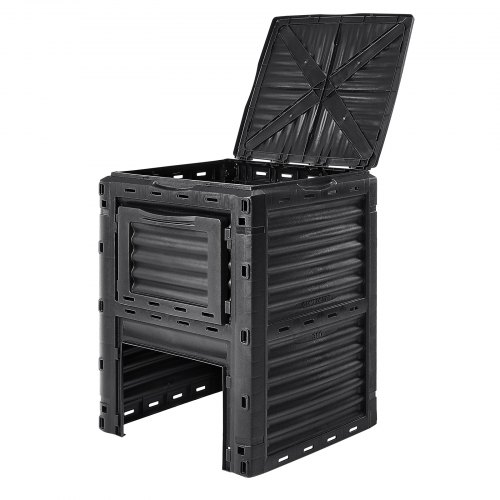 Kompostbeholder, 60,7x60,5x82,5 cm, Sort, Udendørs opbevaring