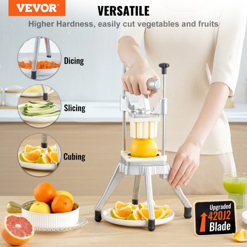 Grøntsags- og frugthakker, rustfrit stål, sølv, kraftig skæremaskine