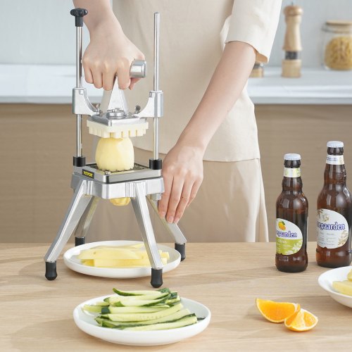 Grøntsags- og frugthakker, rustfrit stål, sølv, kraftig skæremaskine