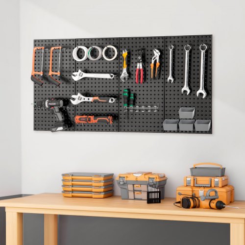 Pegboard paneler, 61x30x1,9 cm, sort, metal opbevaring