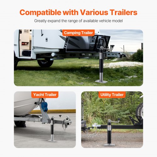 Trailerstøtteben, 25,4 cm løft, kulstofstål, drejelig, kraftigt værktøj