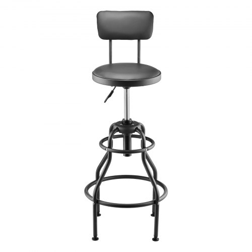 Butiksstol, justerbar højde med ryglæn, 48x48x103-114 cm, sort, stål