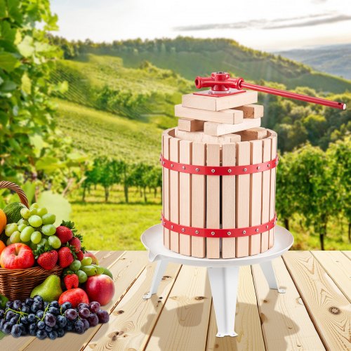 Frugt- og vinpresse, 12L, 37x58x37 cm, Hvid, Bøgetræ