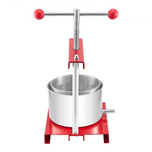 Frugt- og vinpresse, 3L manuel saftpresser, 26x20,5x35,5 cm, rød, rustfrit stål