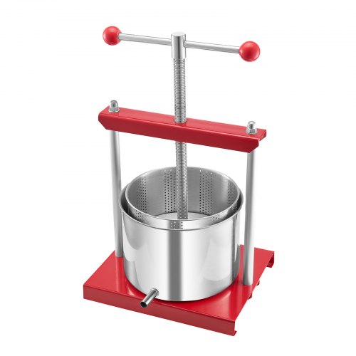 Frugt- og vinpresse, 6L, 30x24,2x43,5 cm, Rød, Rustfrit stål