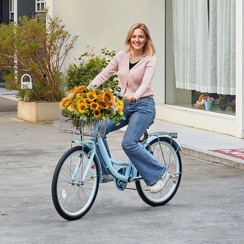 Cruiser-pyörä, 7-vaihteinen, 159x59x104.5 cm, vaaleansininen, teräs