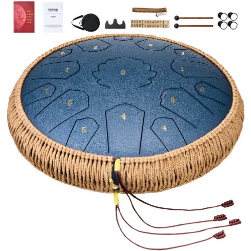 Steel Tongue Drum, 35,6x35,6x13 cm, marinblå, slagverksinstrument