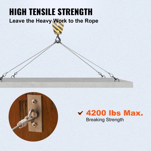 Rustfrit stål wire reb, 500 ft, 4,8 mm, sølv, 1x19 tråd konstruktion