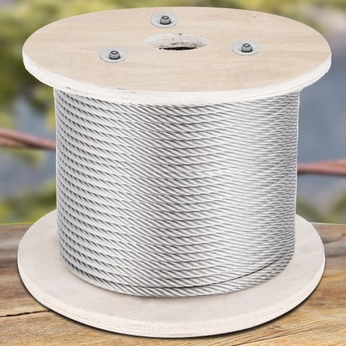 Rustfrit stål wire reb, 152 m x 0,4 cm, stål