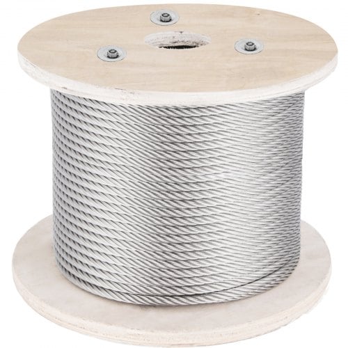 Rustfrit stål wire reb, 152 m x 0,4 cm, stål