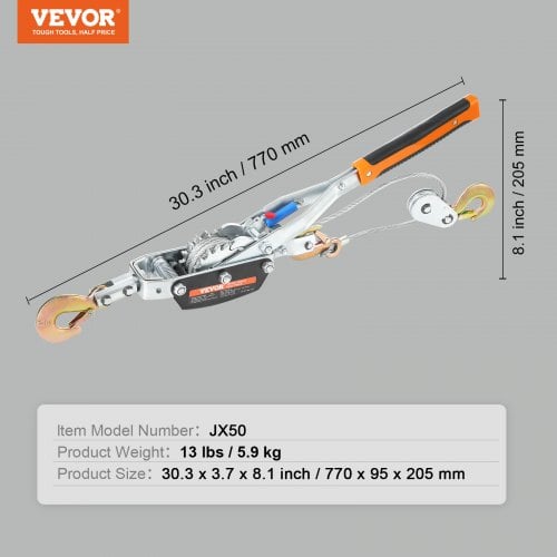 Come Along Spil, 770x95x205 mm, Stål, Kraftigt Værktøj