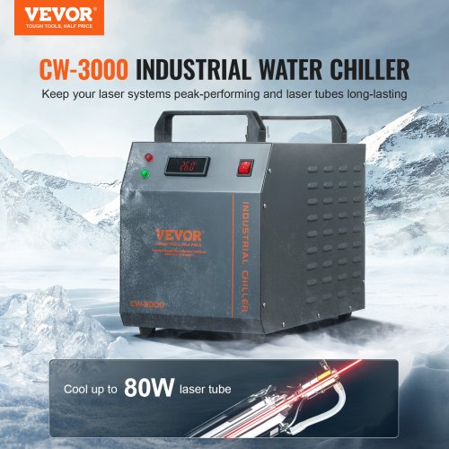 Industriel vandkøler, CW-3000, 12 L, 80W, kølesystem
