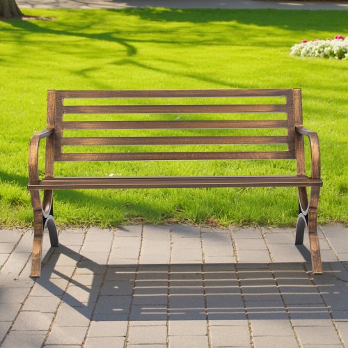 Utomhusbänk, 127x58.5x79 cm, Brons, Metallram