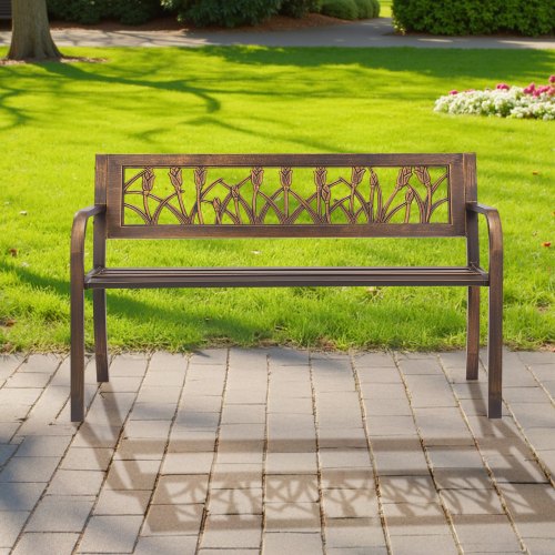 Utomhusbänk, 127x52x77 cm, Brons, Metallram