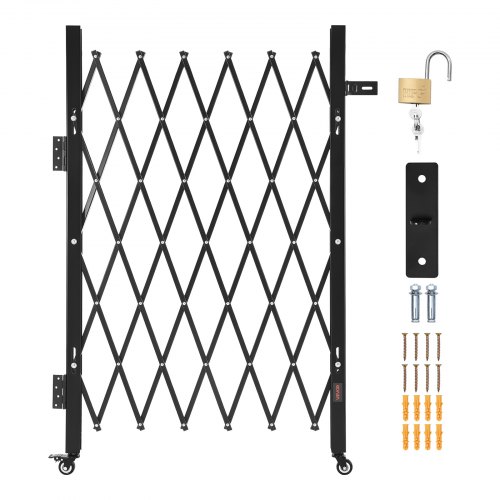 Sammenklappelig sikkerhedsport, 110x131 cm, Sort, Stål
