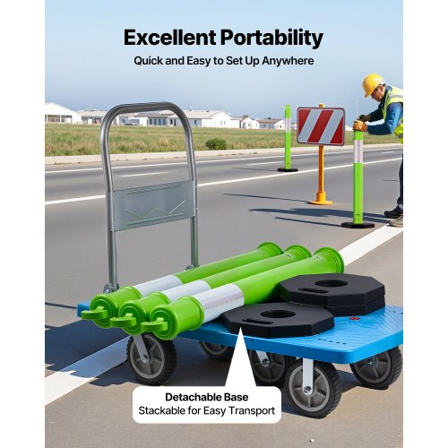 Trafikavskiljare, 3-pack, 37,5x114 cm, Grön, Extra robust