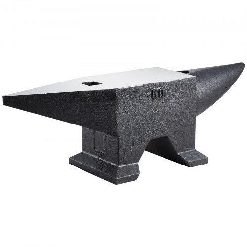 Ambolt, Støbt stål med enkelt horn, 65,5x18,5x20 cm, Sort, Smedet stål