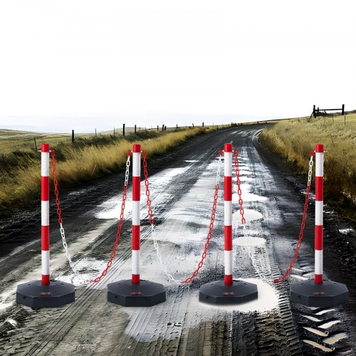Trafikafspærringsstolpe, Justerbar, 86x28.5x28.5 cm, Rød og Hvid, Plast