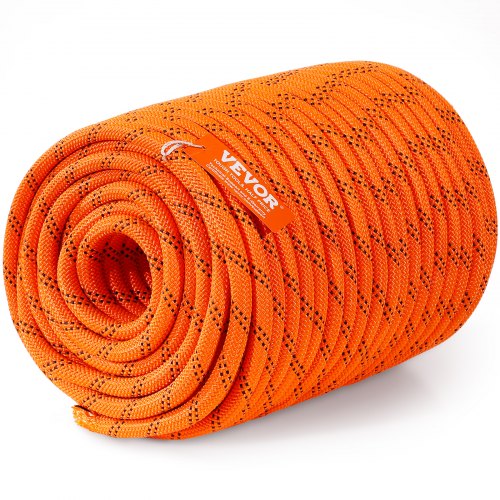 Træklatrereb, dobbeltflettet polyester, 1,3x670,6 cm, orange, 48-trådet