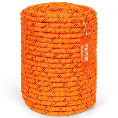 Træklatrereb, dobbeltflettet polyester, 1,3x670,6 cm, orange, 48-trådet