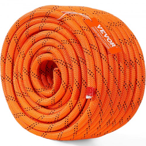 Klätterrep, Dubbel flätad polyester, 1,3x3660 cm, Orange