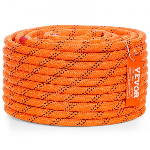 Klätterrep, Dubbel flätad polyester, 1,3x3660 cm, Orange