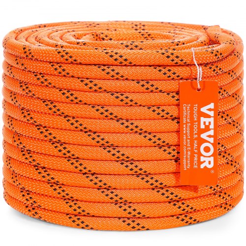 Klätringrep, Dubbelflätad Polyester, 1x366 cm, Orange, hög hållfasthet