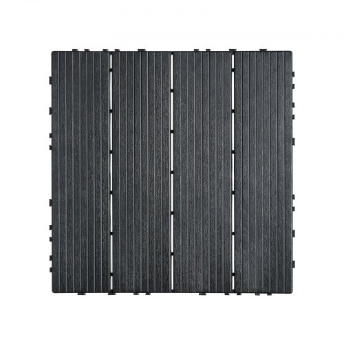 Dækfliser, Sammenlåsende plast 30x30x2 cm, Mørkegrå, Udendørs gulv