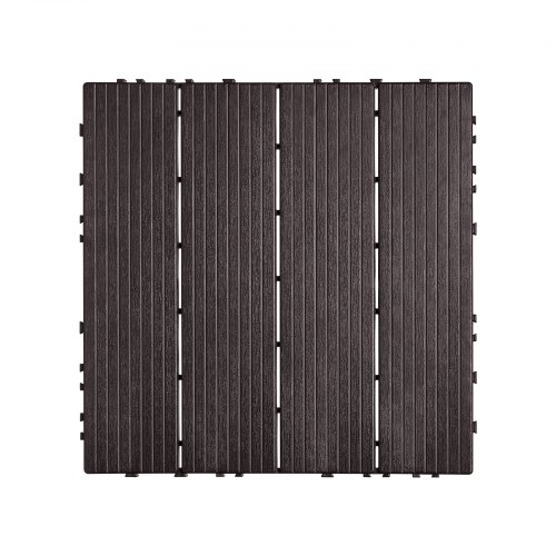 Dækfliser, 10-pak, 30x30x2 cm, mørkebrun, plast udendørs gulv