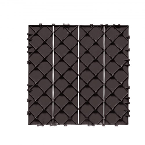 Dækfliser, 10-pak, 30x30x2 cm, mørkebrun, plast udendørs gulv