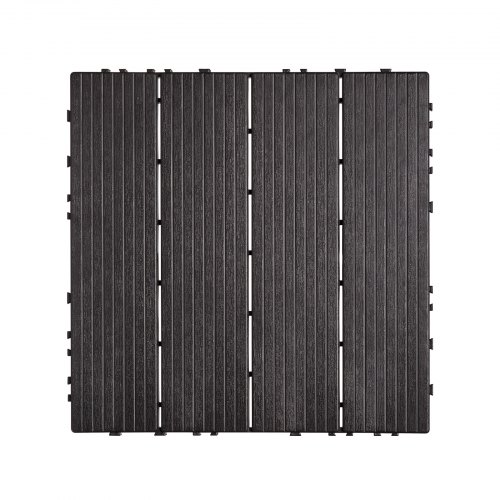 Terassilaatat, 36 kpl, 30x30x2 cm, tummanruskea, muovinen ulkolattia