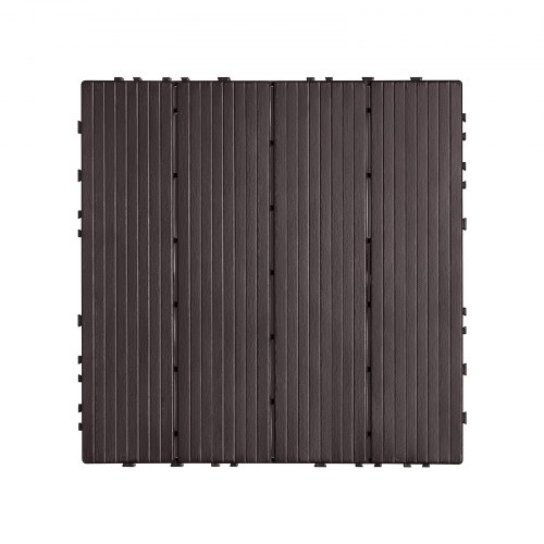 Terassilaatat, Lukittuvat muoviset 30x30x2 cm, Tummanruskea, Ulkolattia