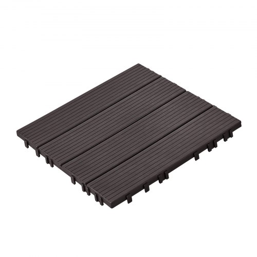 Terassilaatat, Lukittuvat muoviset 30x30x2 cm, Tummanruskea, Ulkolattia