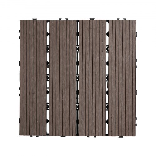 Terassilaatat, 27 kpl, 30x30x2 cm, tummanruskea, muovipuu, ulkolattia