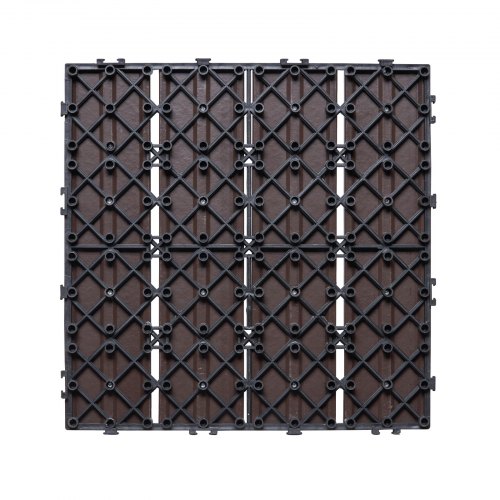 Terassilaatat, 27 kpl, 30x30x2 cm, tummanruskea, muovipuu, ulkolattia