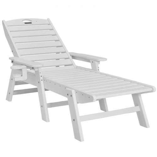 Chaiselong stol 183x72,5x93 cm hvid HDPE justerbar udendørs