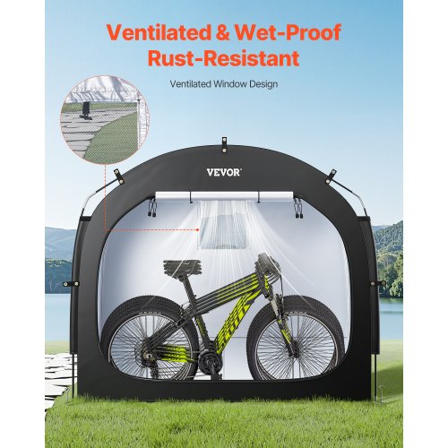 Cykelopbevaringstelt, 226x151x197 cm, Sort, Udendørs vandtæt opbevaring