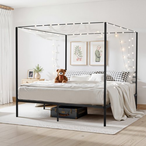 Katossänky, King Size, 209.5x193x183 cm, Musta, Metalli