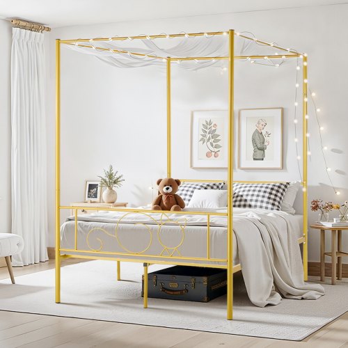 Himmelsengestel, 198,5x139x196,5 cm, Guld, Metal