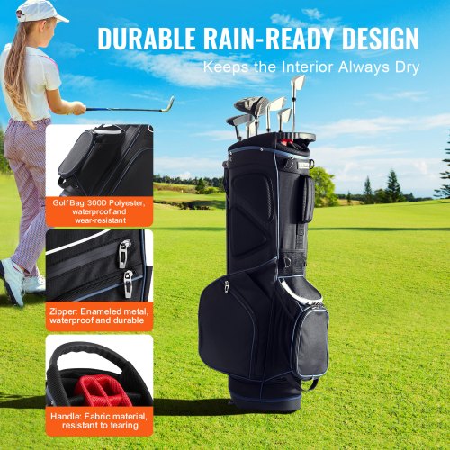 Golfvagnsväska 33x22x89 cm Svart Vit, 600D Polyester, Förvaring