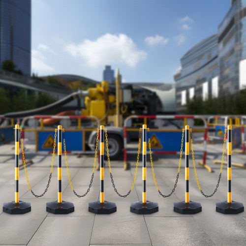 Trafikafspærringsstolpe, Justerbar, 86x28,5x28,5 cm, Gul & Sort, Plastik